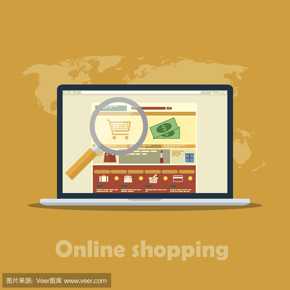 移動營銷和網(wǎng)上購物的圖標(biāo)